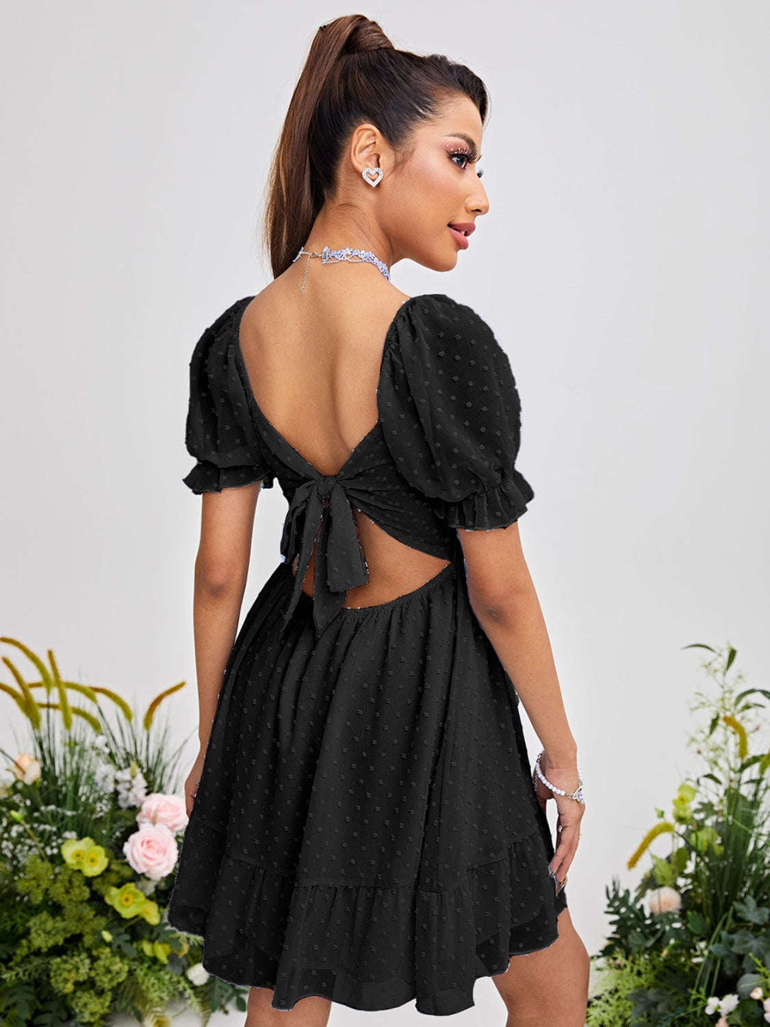 Swiss Dot Square Neck Mini Dress - Siennasass