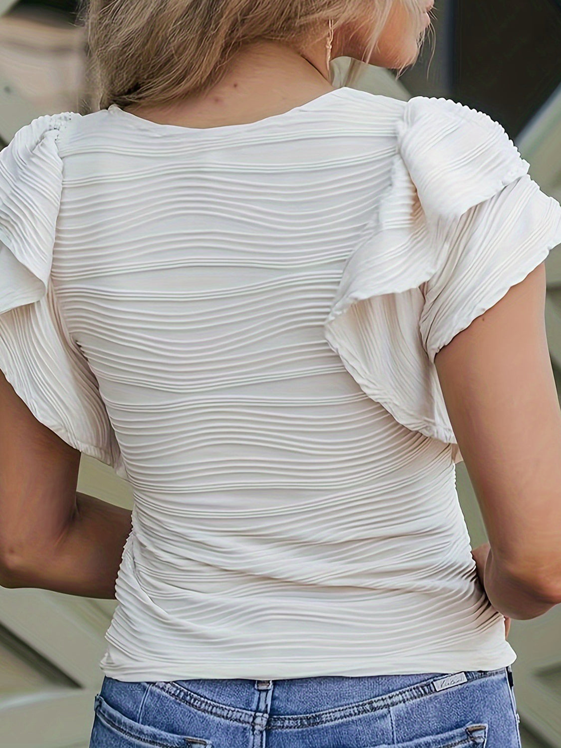 Full Size Ruffled Round Neck Cap Sleeve Blouse - Siennasass