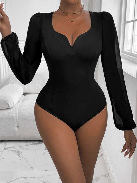 Perfee Sweetheart Neck Long Sleeve Bodysuit - Siennasass