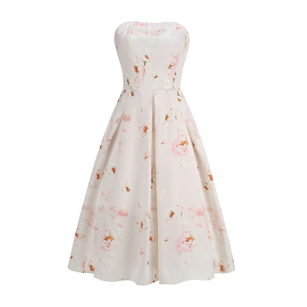 Open shoulder  Floral Strapless Dress