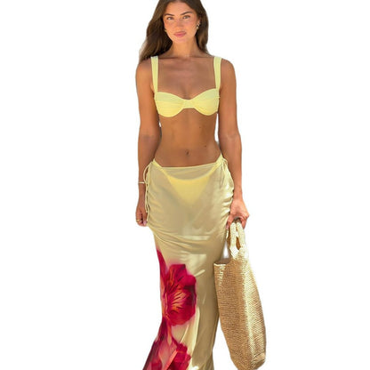 Three-piece Bikini Printed Split Women's Swimsuit Suit