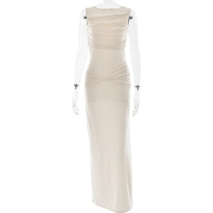 Sleeveless Round Neck Backless Dress