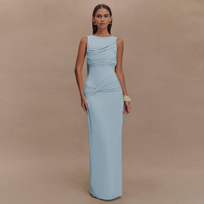 Sleeveless Round Neck Backless Dress