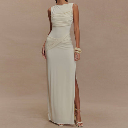 Sleeveless Round Neck Backless Dress