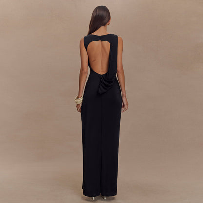 Sleeveless Round Neck Backless Dress
