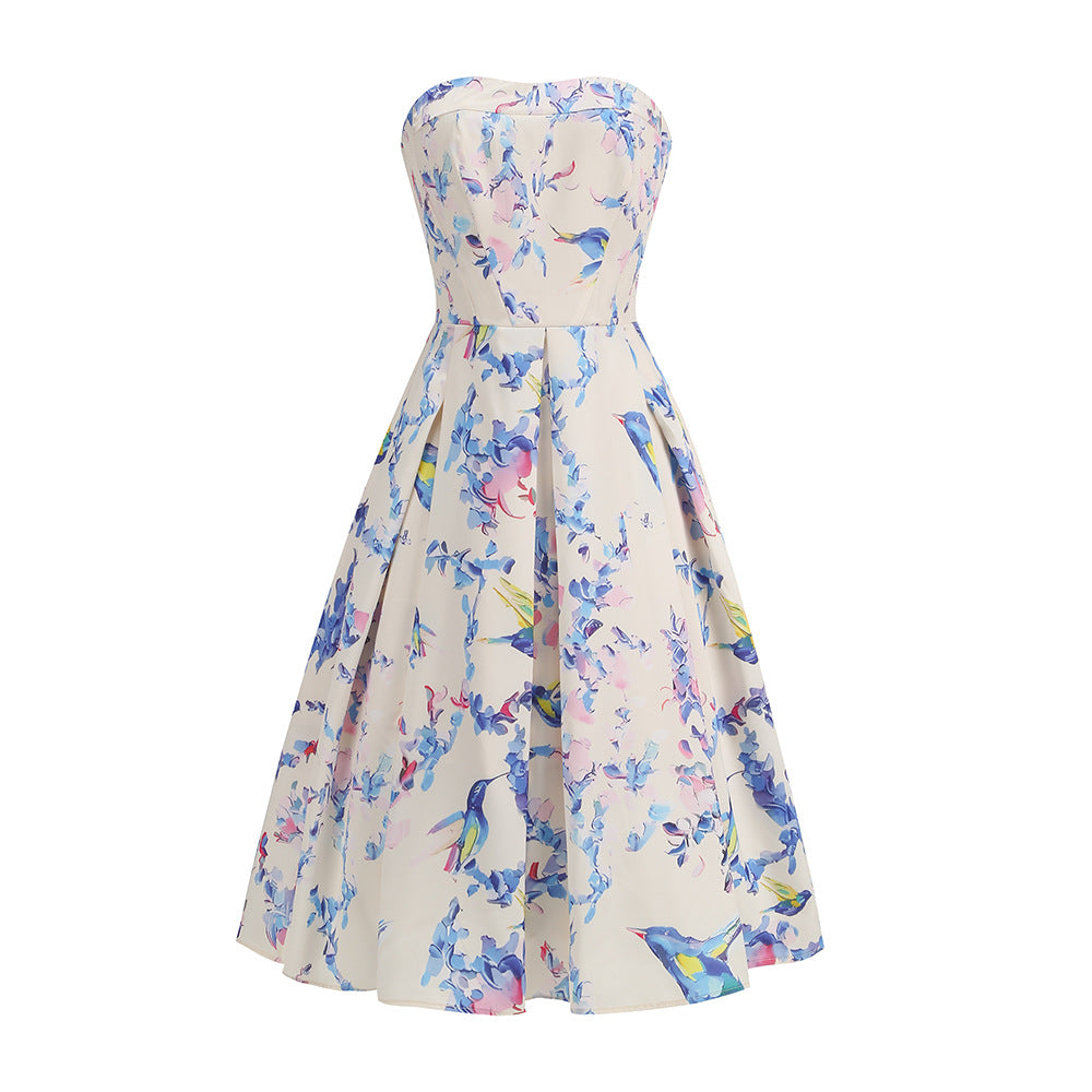 Open shoulder  Floral Strapless Dress