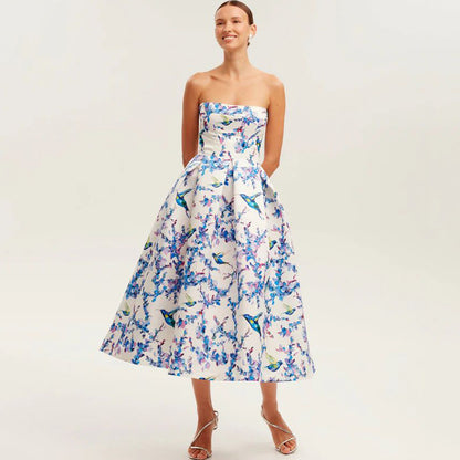 Open shoulder  Floral Strapless Dress