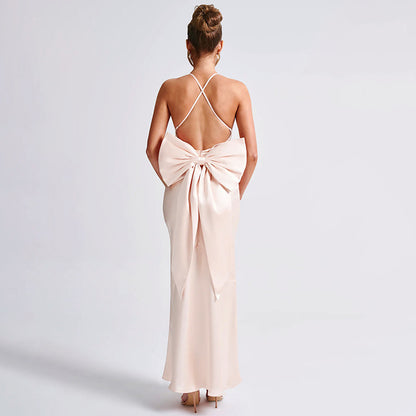 Elegantes Satin-Trägerkleid mit Schleife