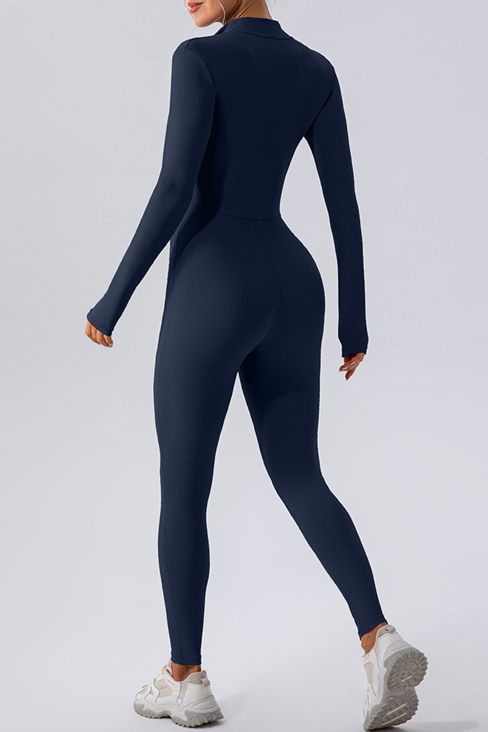 Half Zip Mock Neck Active Jumpsuit - Siennasass