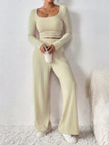 Honey Scoop Neck Long Sleeve Top and Pants Set - Siennasass