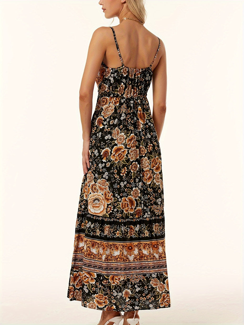 Printed Scoop Neck Midi Cami Dress - Siennasass