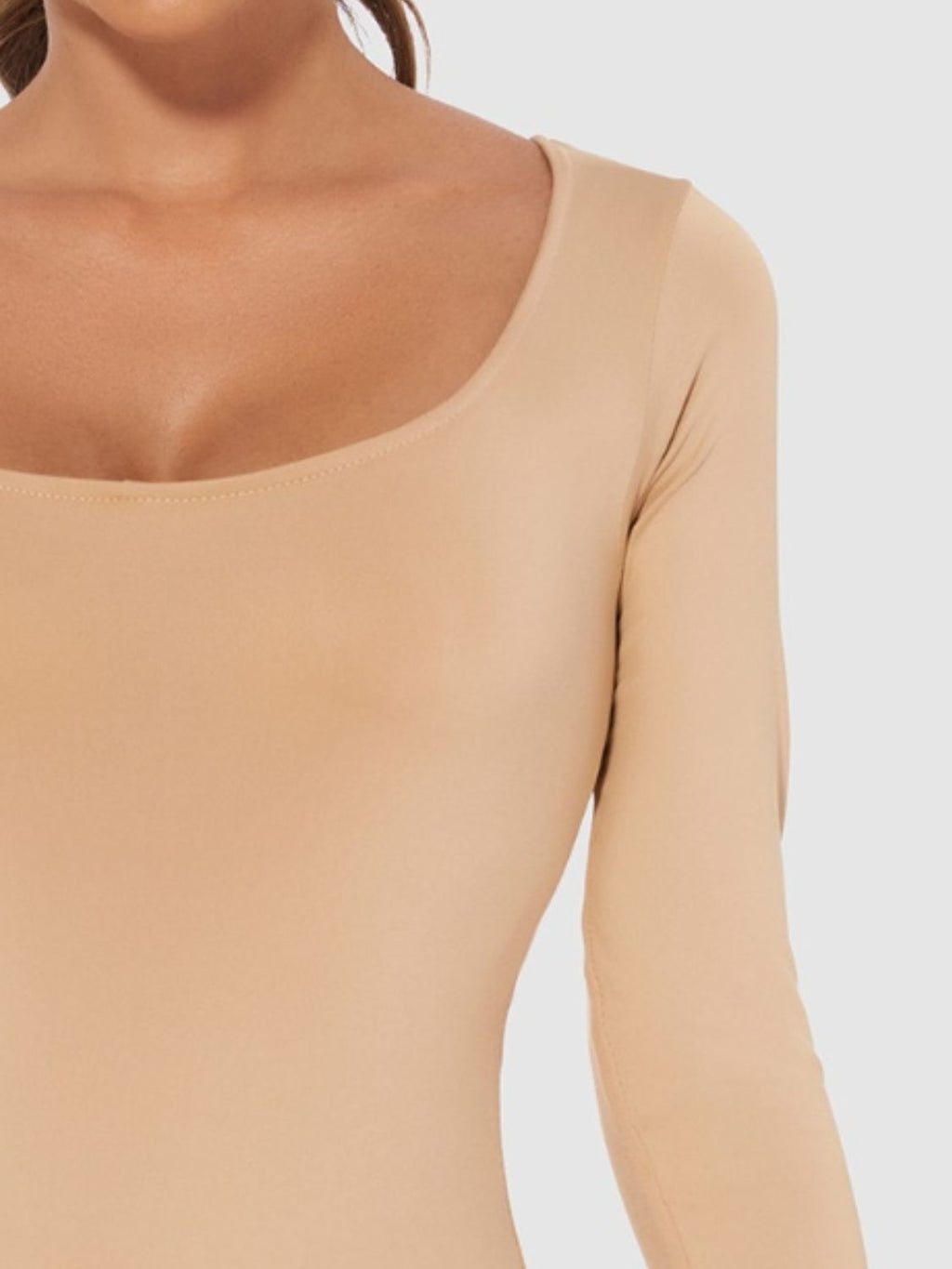 Full Size Scoop Neck Long Sleeve Bodysuit - Siennasass
