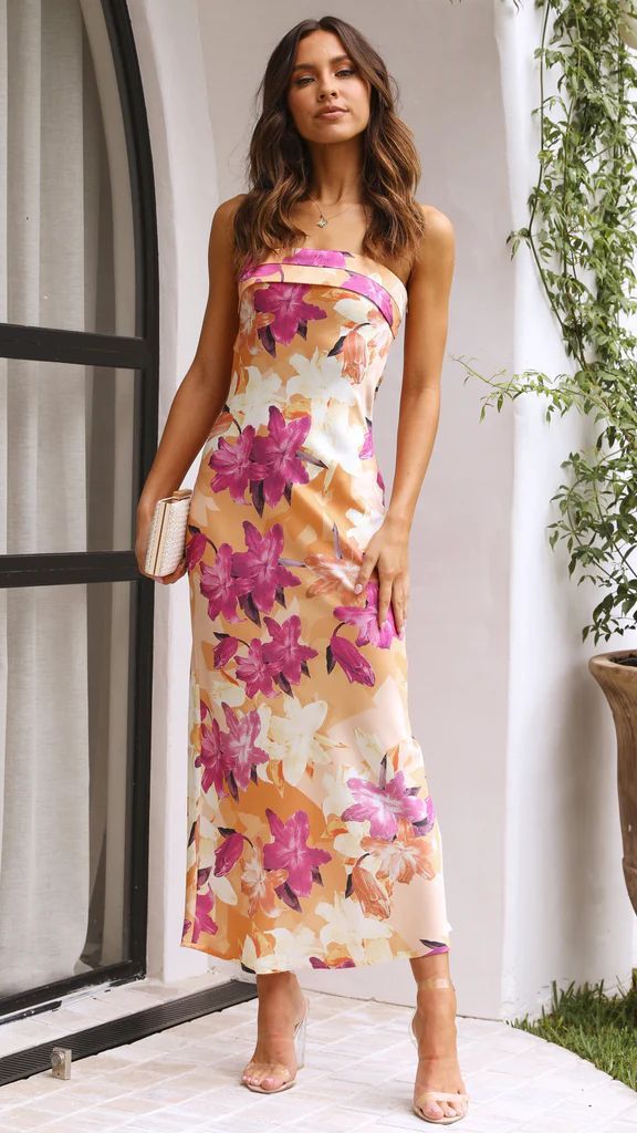 Long Backless Flowers Print