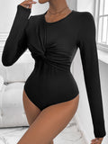 Twisted Round Neck Long Sleeve Bodysuit - Siennasass