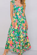 Tiered Ruffled Printed Sleeveless Dress - Siennasass