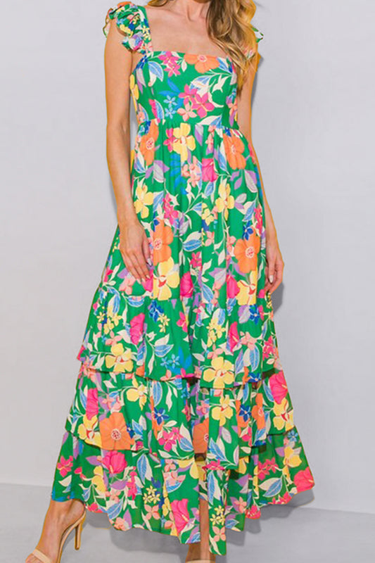 Tiered Ruffled Printed Sleeveless Dress - Siennasass