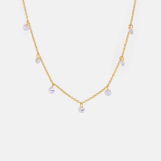 Stainless Steel Rhinestone Pendant Necklace - Siennasass