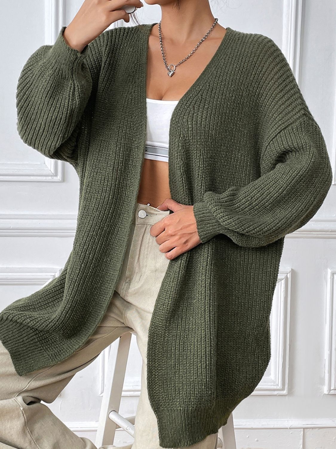 Open Front Long Sleeve Cardigan - Siennasass