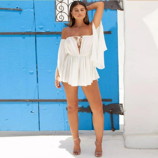 Lässiges Outdoor-Kleid mit hoher Taille und Tube-Top