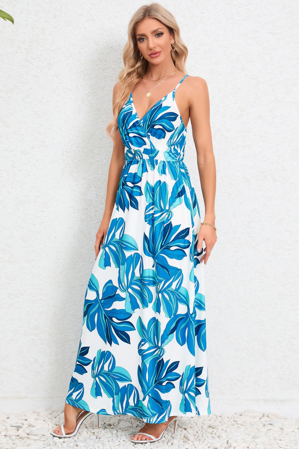 Printed Surplice Maxi Cami Dress - Siennasass