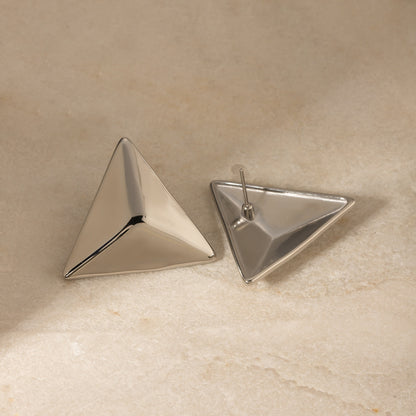 Stainless Steel 3D Triangle Earrings - Siennasass