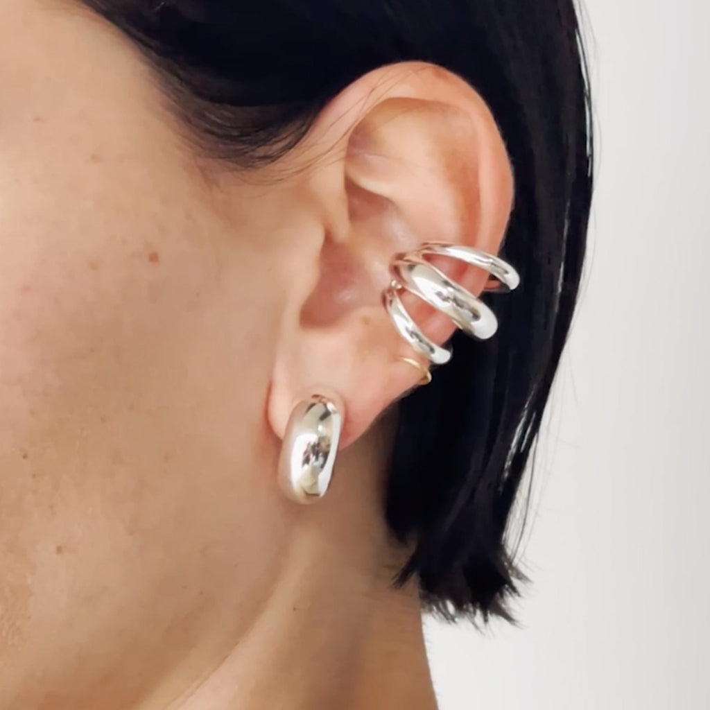 Stainless Steel Layered Cuff Earrings - Siennasass
