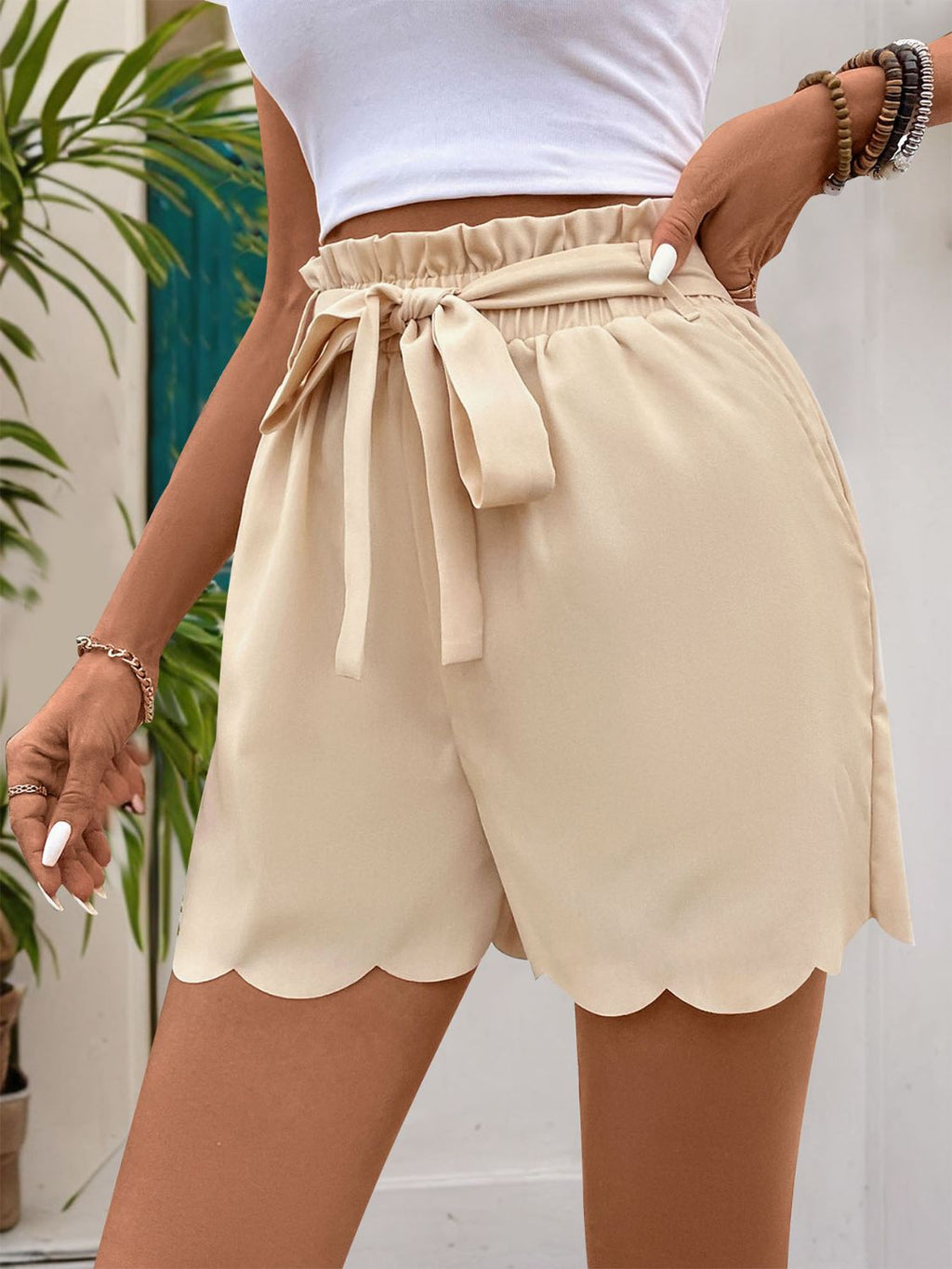 Frill Tied Shorts with Pockets - Siennasass