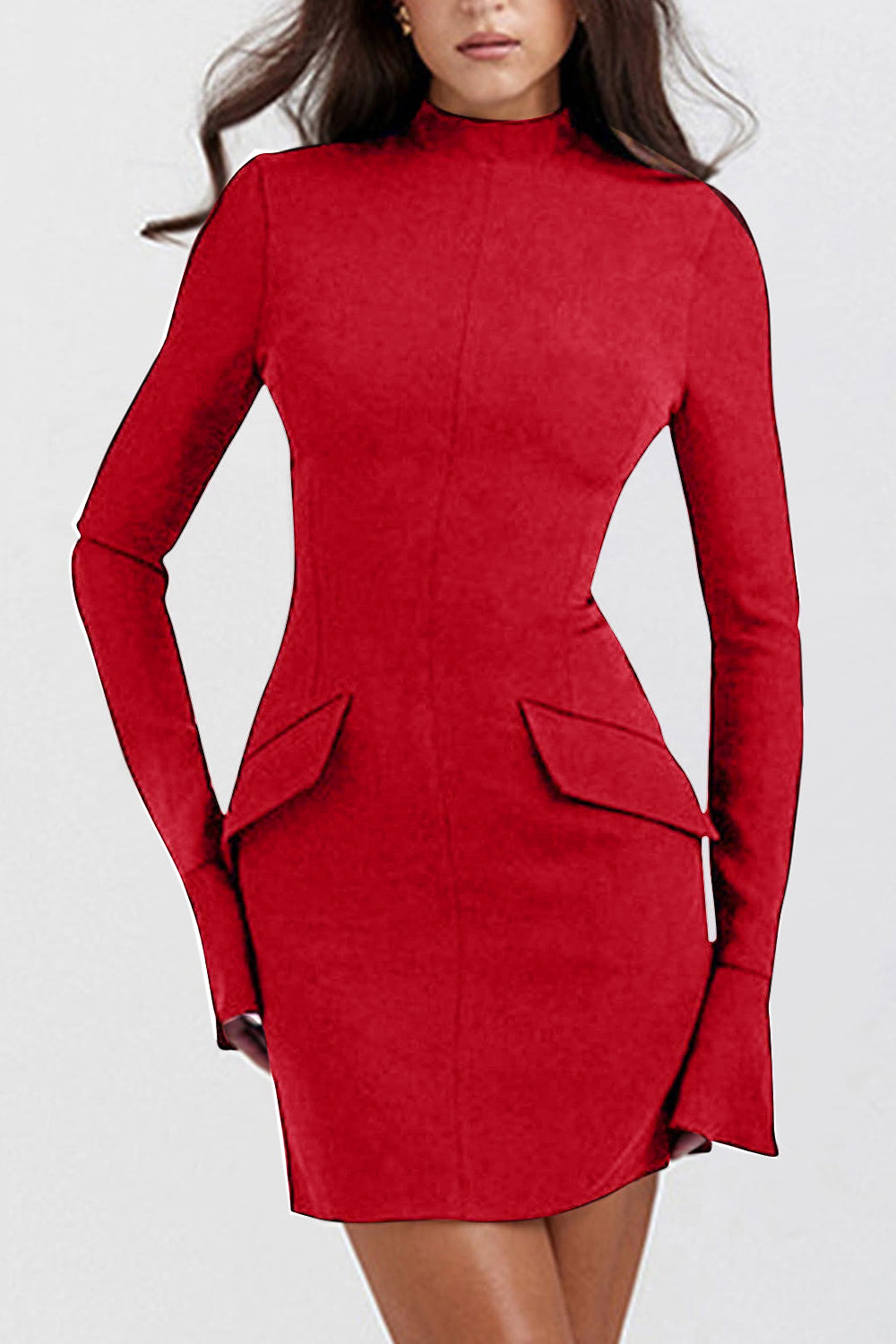 Mock Neck Long Sleeve Mini Dress - Siennasass