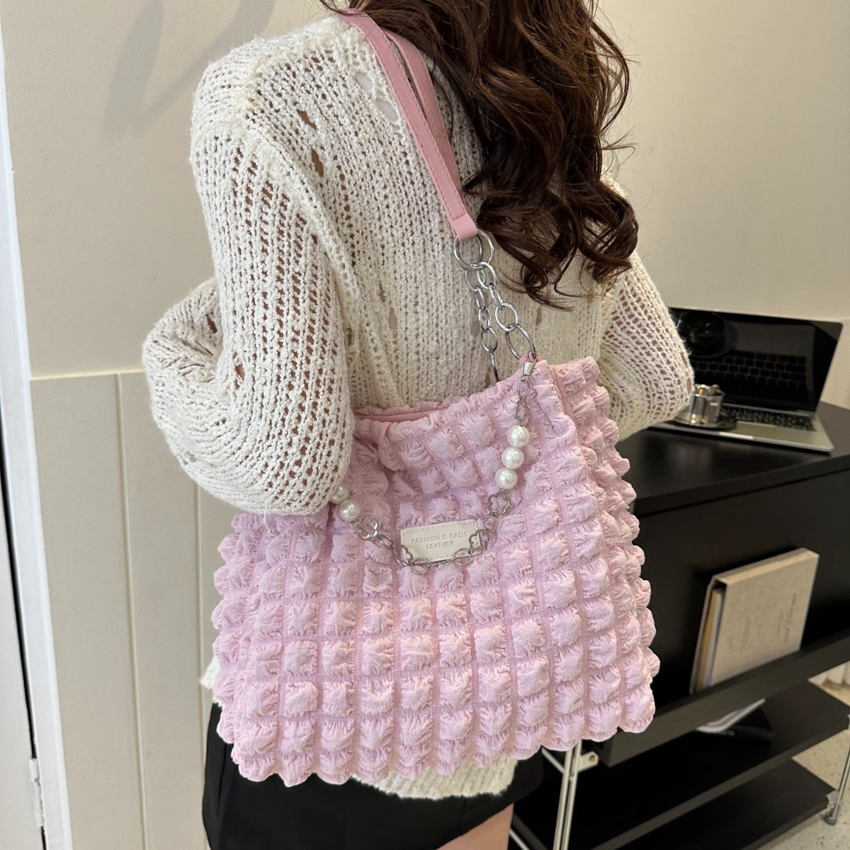 Bubble Textured Tote Bag - Siennasass