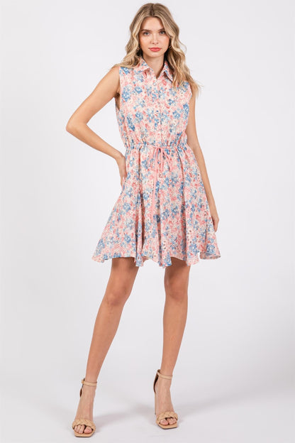 GeeGee Full Size Floral Eyelet Sleeveless Mini Dress - Siennasass