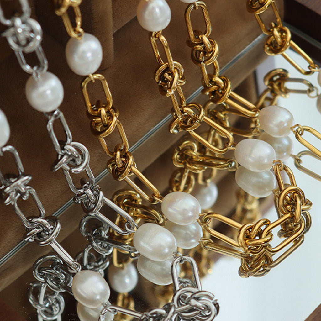 Freshwater Pearl Titanium Steel Bracelet - Siennasass