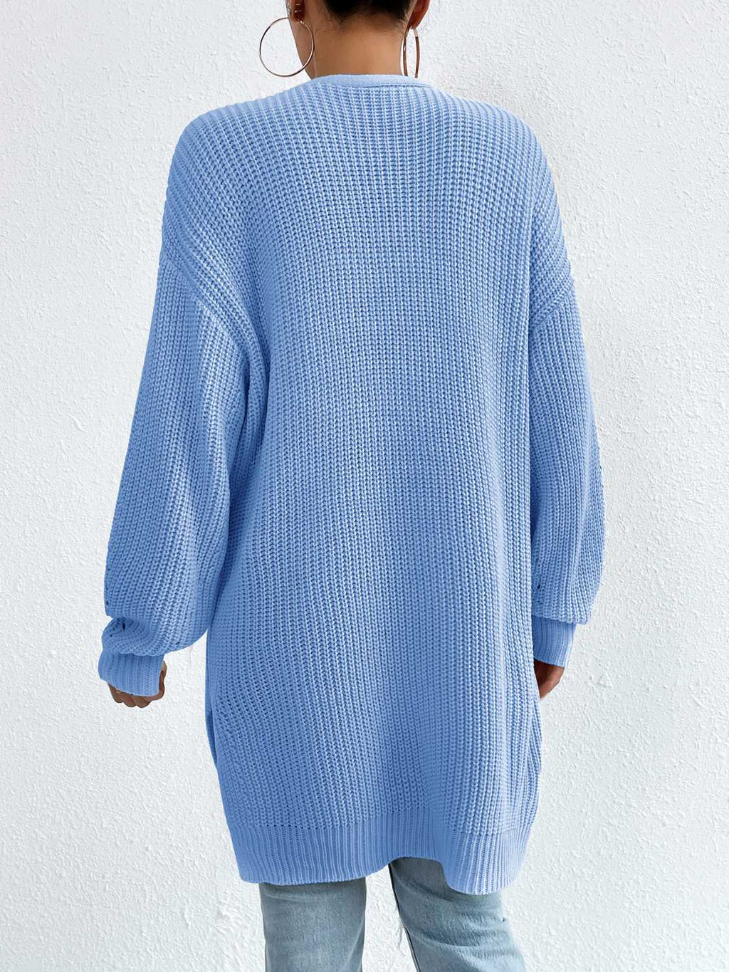 Open Front Dropped Shoulder Slit Cardigan - Siennasass