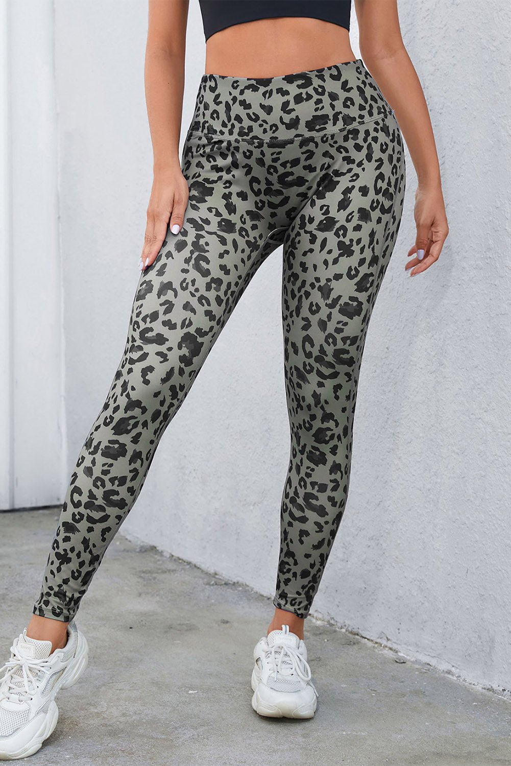 Leopard Print Wide Waistband Leggings - Siennasass