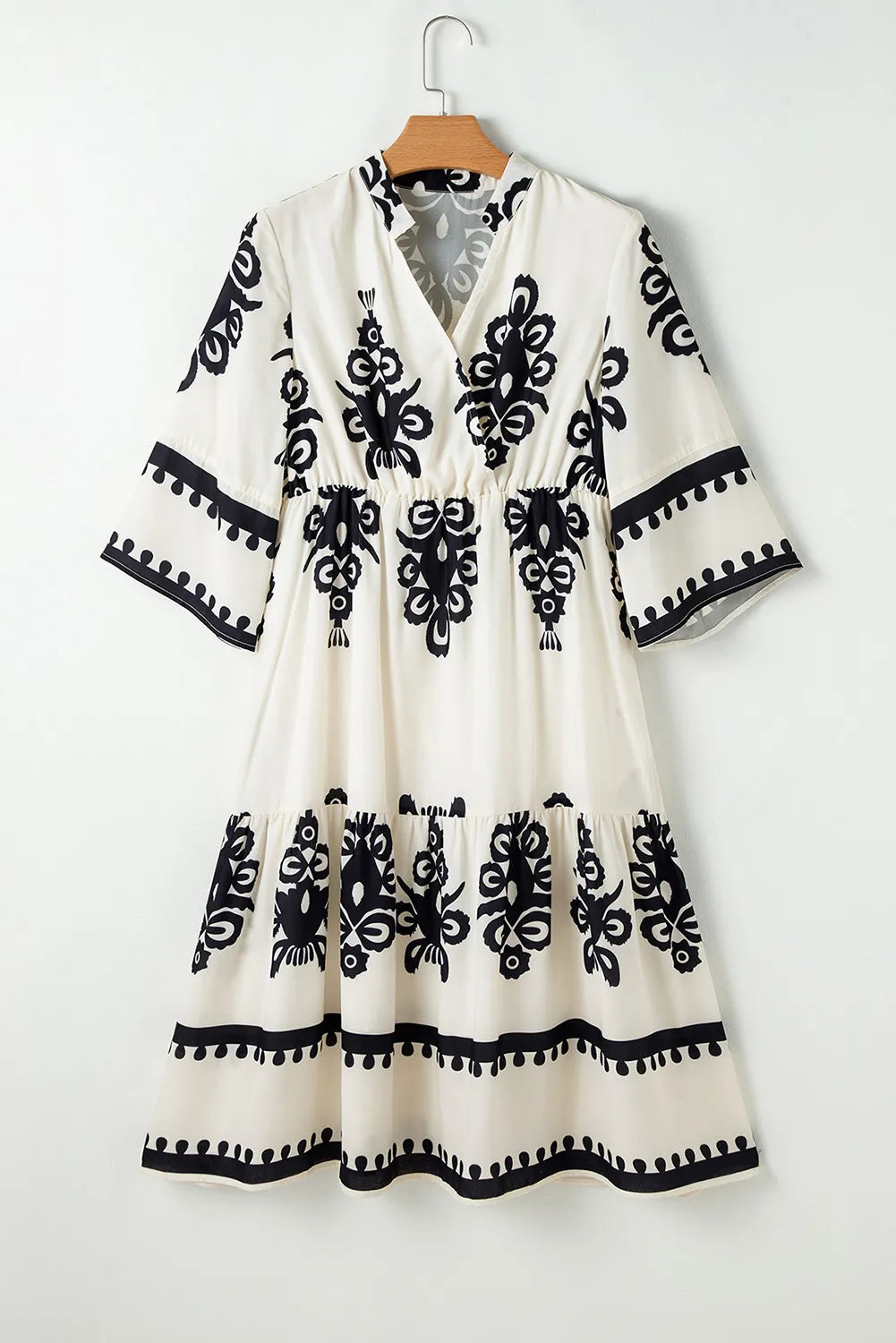 Printed Half Sleeve Knee Length Dress - Siennasass