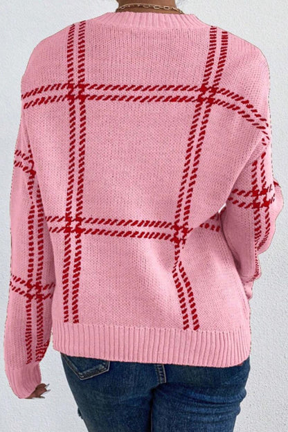 Pullover mit Rundhalsausschnitt und langen Ärmeln in Kontrastfarbe