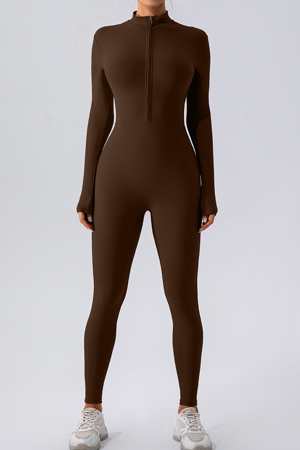 Half Zip Mock Neck Active Jumpsuit - Siennasass