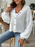 V-Neck Button Up Long Sleeve Cardigan - Siennasass