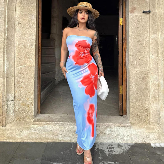 Slim Slit Tube Long Dress - Siennasass
