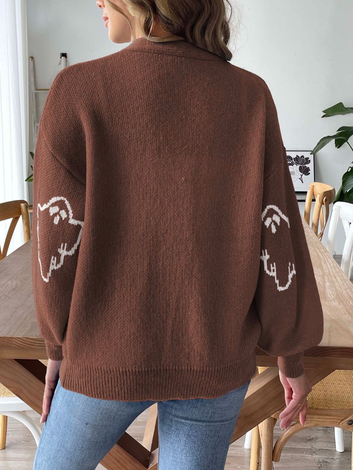 V-Neck Dropped Shoulder Cardigan - Siennasass