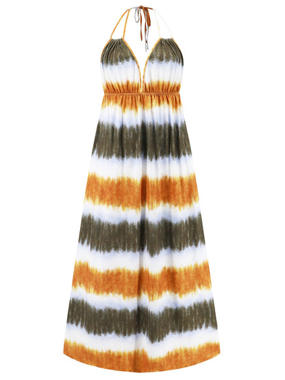 Tie-Dye Halter Neck Sleeveless Dress - Siennasass