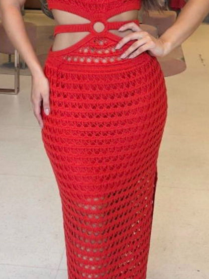 Pulloverkleid mit Cut-Outs, Schlitz und Rundhalsausschnitt