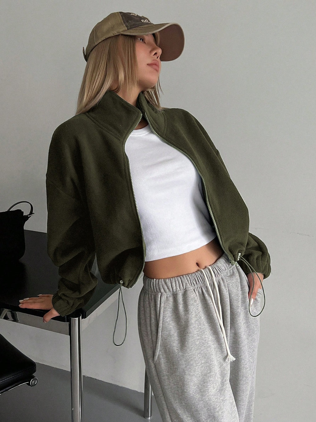 Honey Zip Up Long Sleeve Cropped Jacket - Siennasass