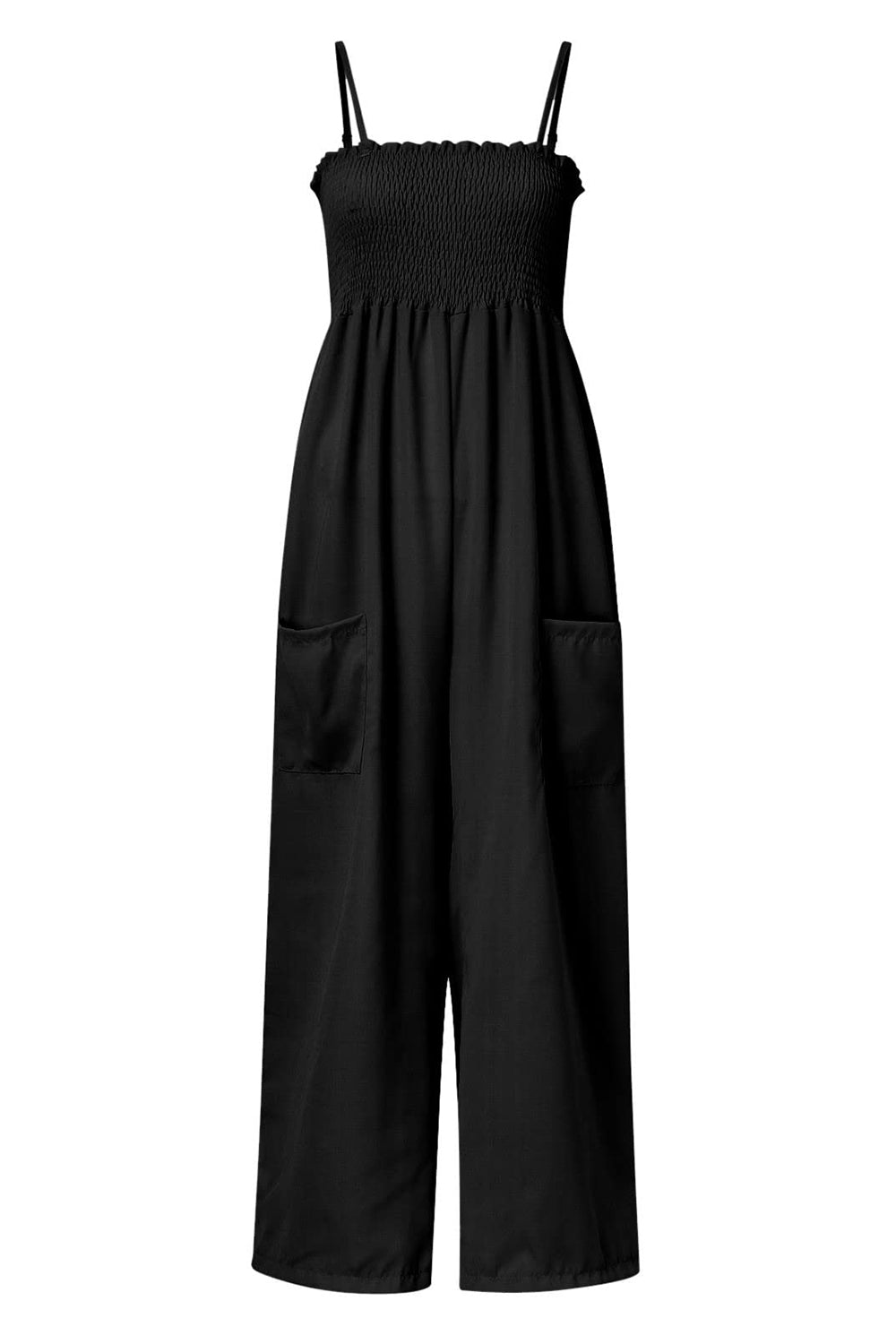 Smocked Spaghetti Strap Wide Leg Jumpsuit - Siennasass