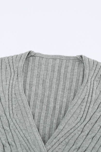 Pulloverkleid mit Zopfmuster und Laternenärmeln