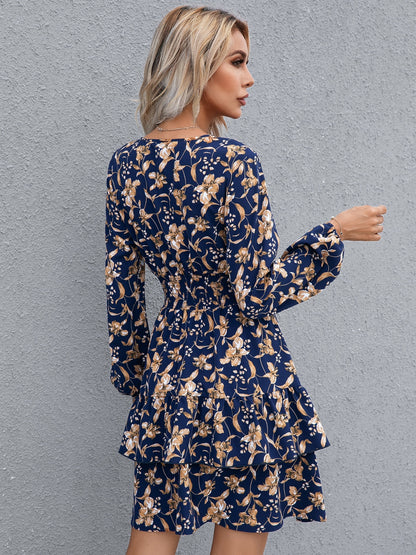 Ivy Lane Floral Layered Surplice Balloon Sleeve Dress - Siennasass