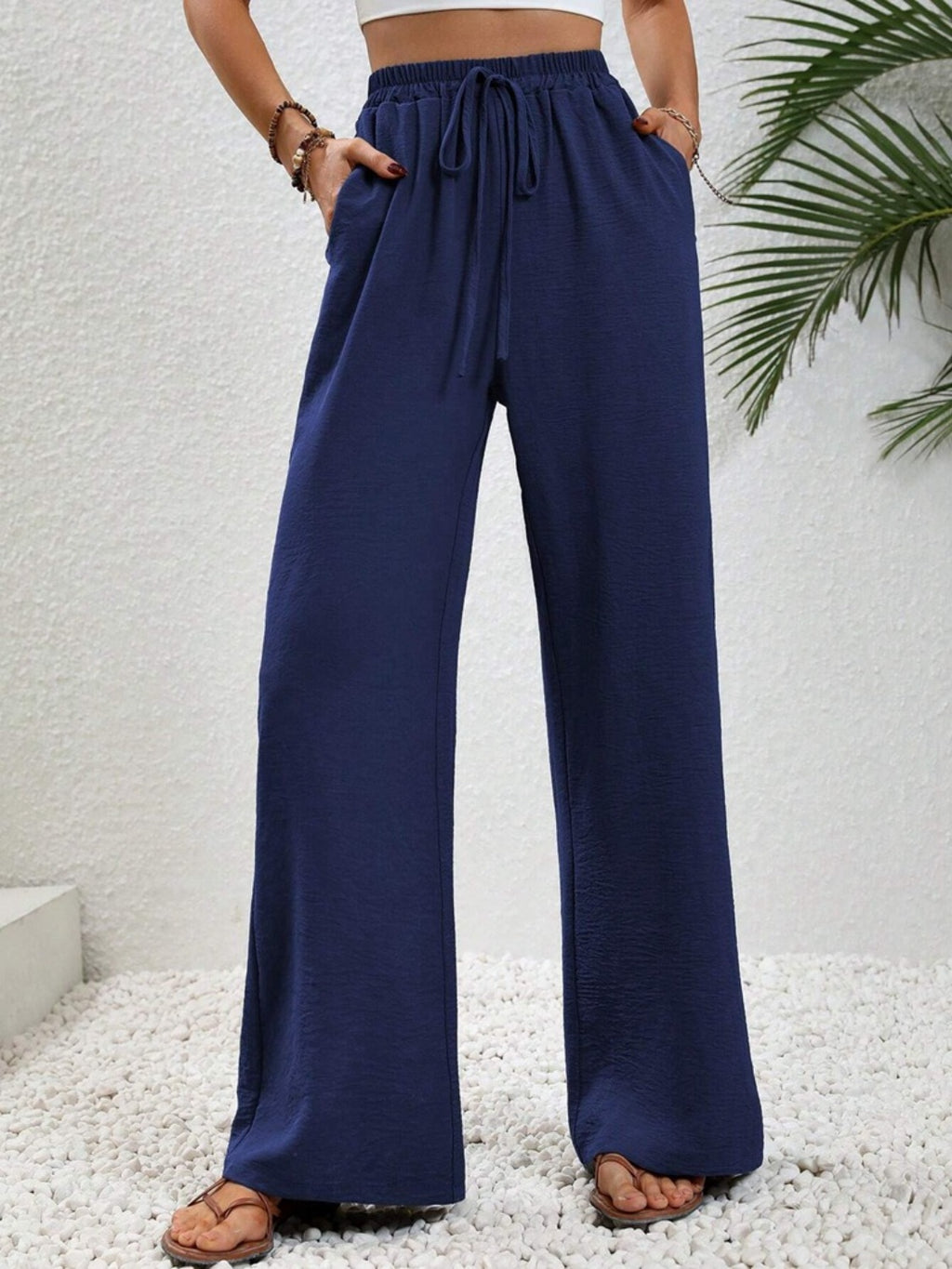 Wide Leg Drawstring Pants - Siennasass