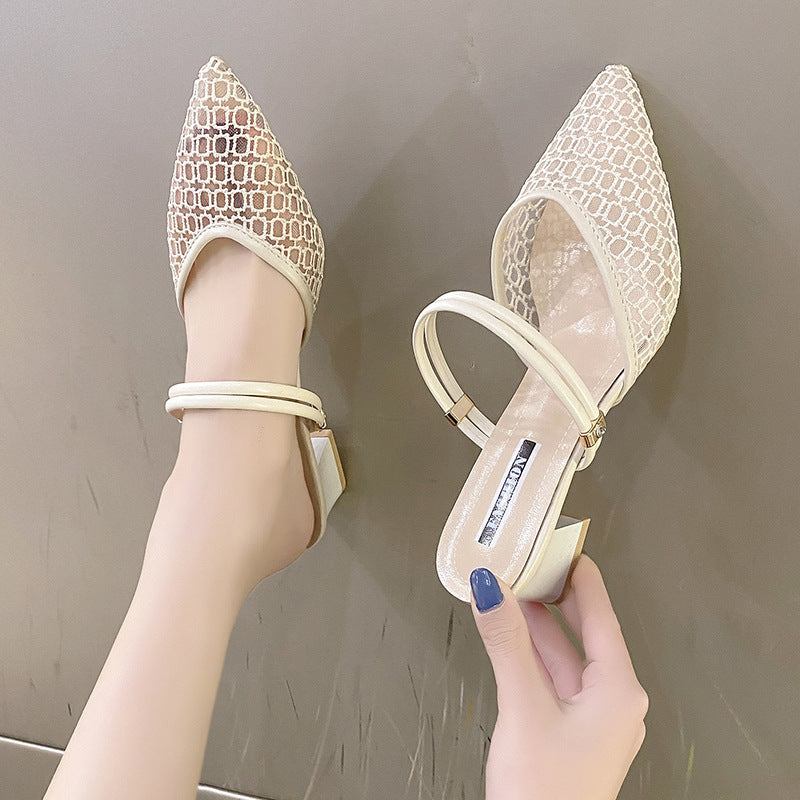 Point Toe Block Heel Sandals - Siennasass
