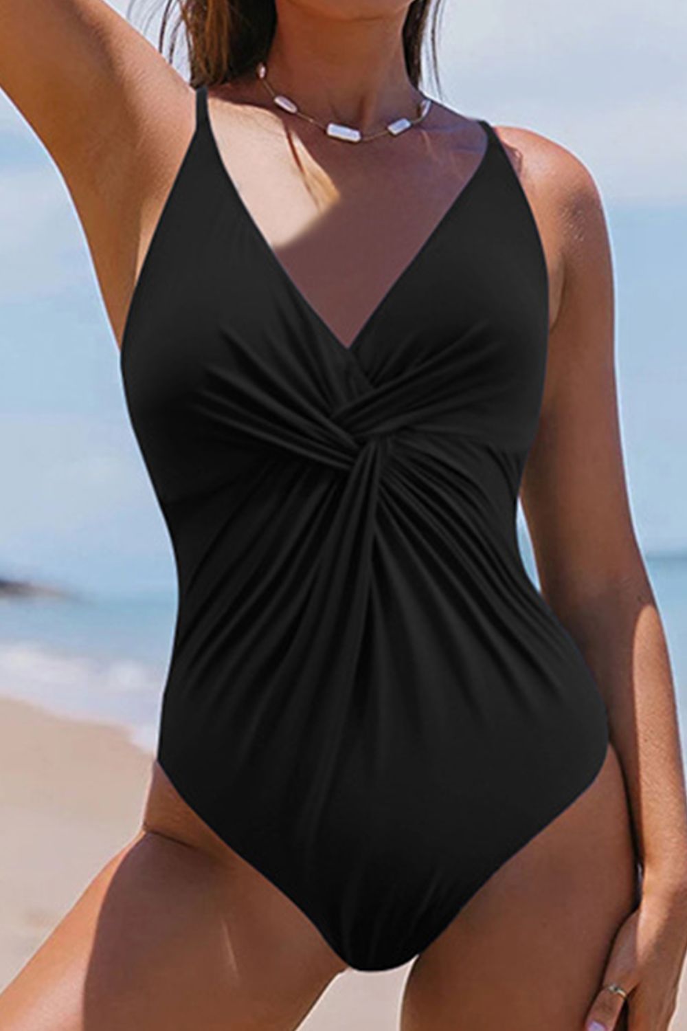 Twisted Crisscross V-Neck One-Piece Swimwear - Siennasass