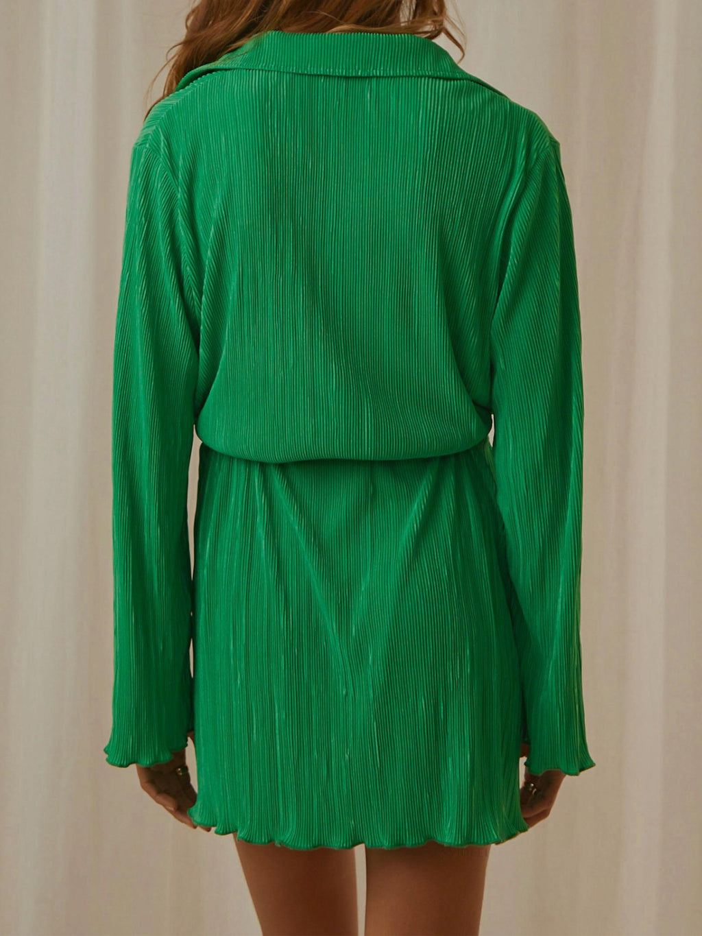 Tied Button Up Long Sleeve Dress - Siennasass