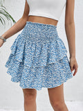 Smocked Layered Printed Mini Skirt - Siennasass